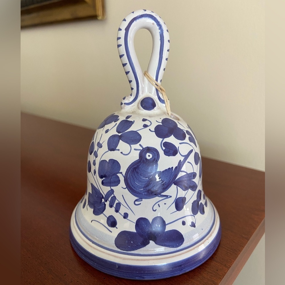 🖤 Vintage 4.25" ORVIETO ITALY Hand Painted ITALIAN Pottery Bell